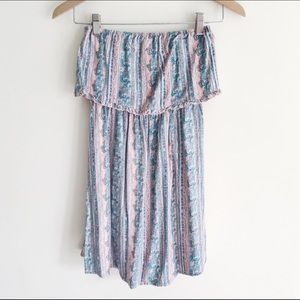 Printed Strapless Ruffle Sundress